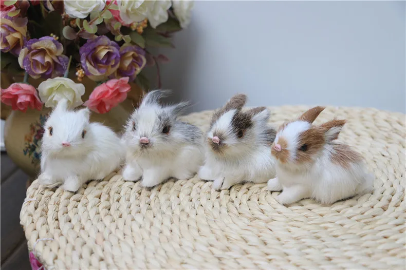 Четыре симуляции Мини кролик плюшевые игрушки динамические реалистичные на ощупь мягкие и высококачественные ремесла для детских подарков
