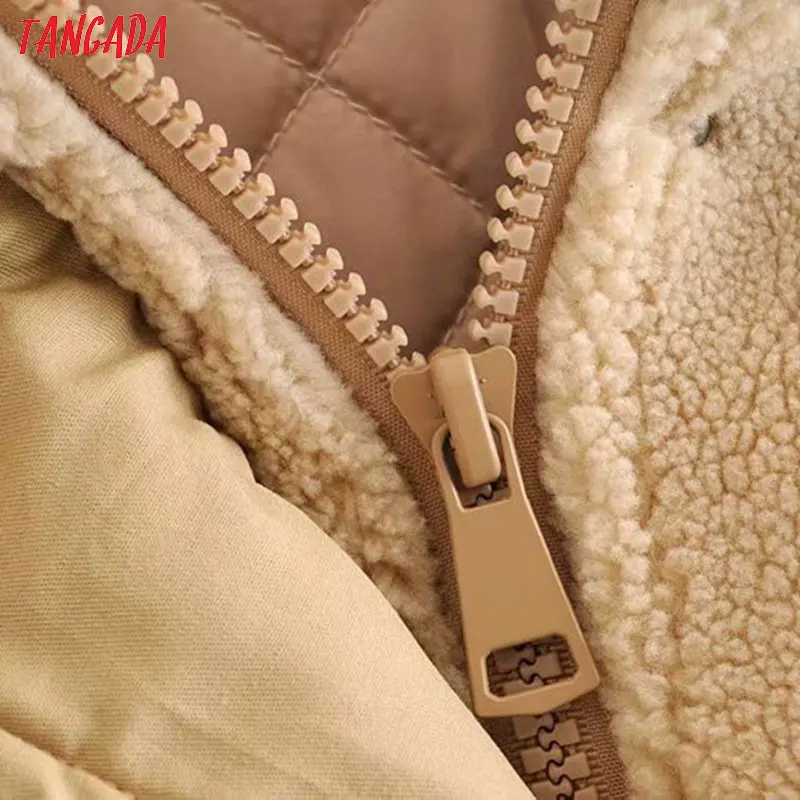 Tangada, Женское пальто большого размера, короткое, стильное, теплое, толстое, на молнии,, зимнее, теплое, плюшевое пальто, Женское пальто 6P56