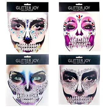 

4 Sheets Waterproof Eye-catching Horrible Gem Stone Stickers for Party