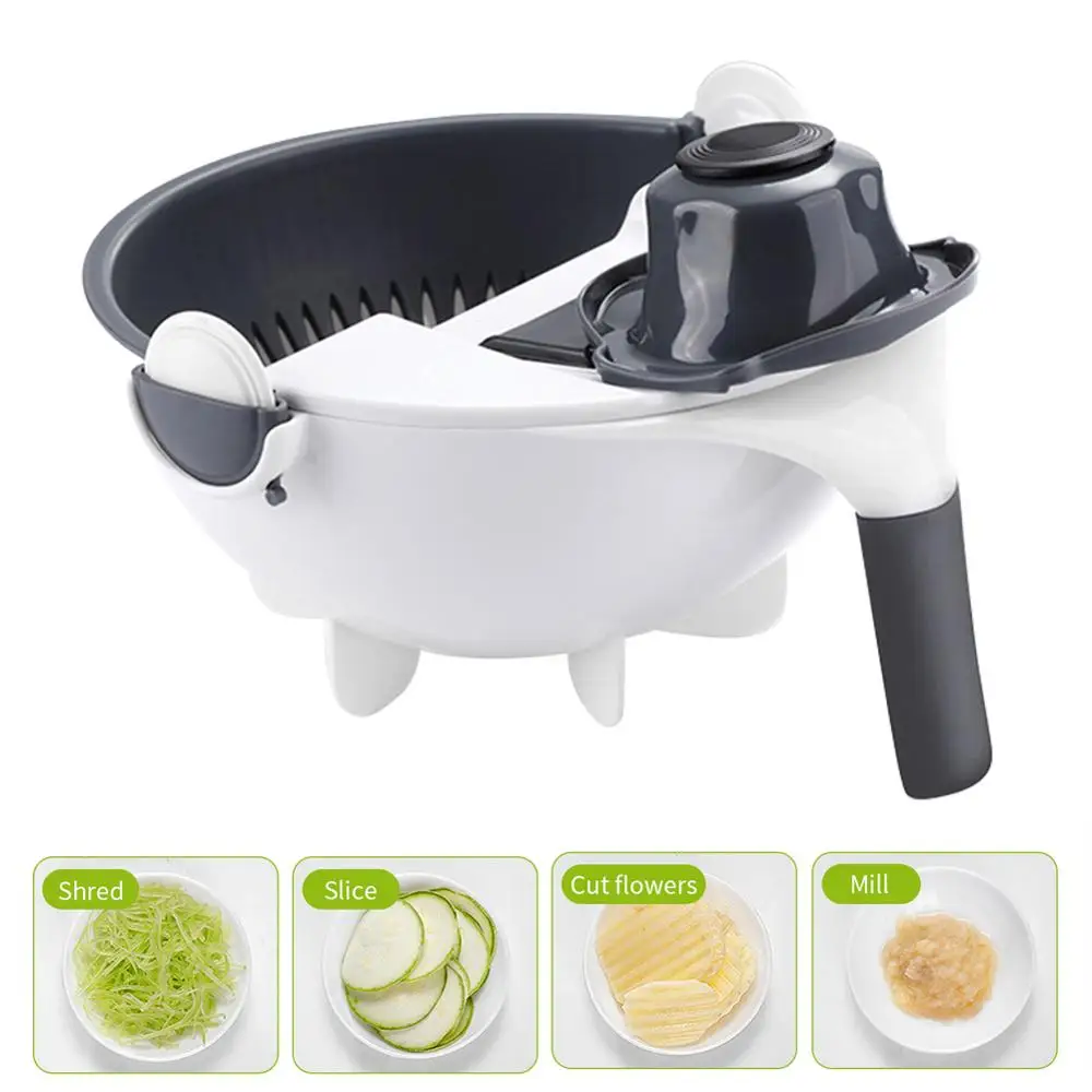 

Multi Manual Slicer Drainer Bowl Vegetable Fruit Cutter Kitchen Gadget Mandoline Chopper Grater With Rotate Drain Basket