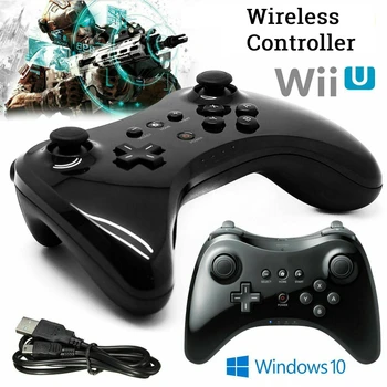 

Black Wireless Joystick Gamepad Game Controller For WIIU console Pro Controller LED Display for Four Players With USB charging