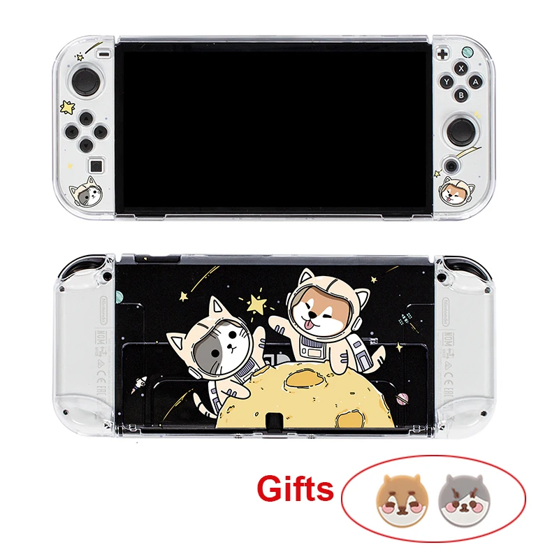 Planet Cat Dog Nintend Switch OLED Protective Shell Transparent
