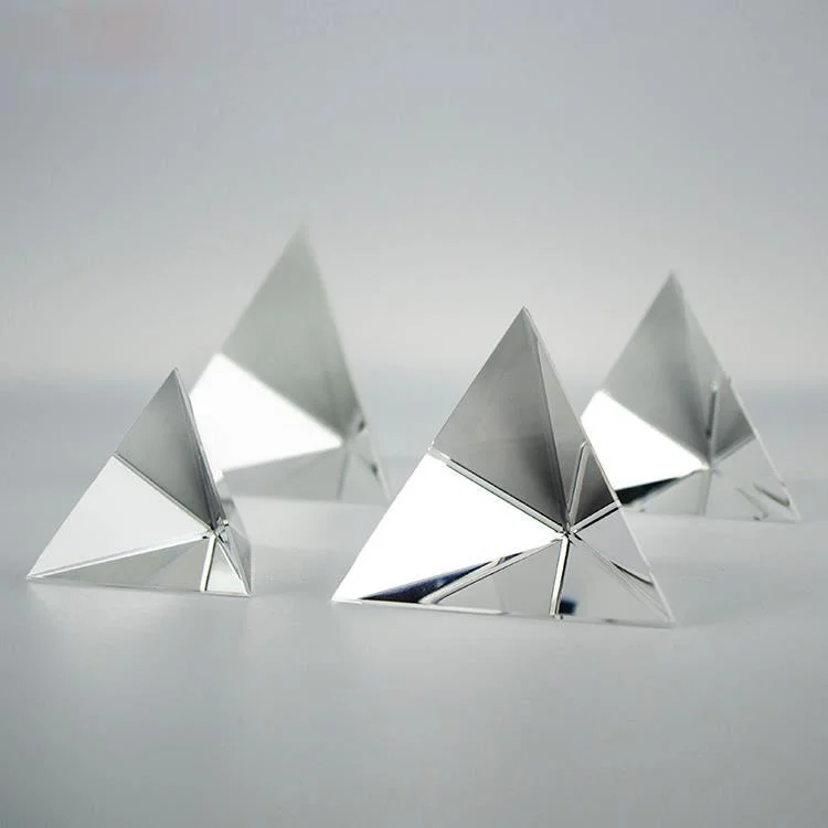 40MM Quality Glass Transparent Rainbow Polyhedral Pyramid Prism Crystal Glass Pyramid Healing Miniature Home Decoration
