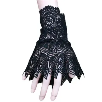 

Women Hollow Out Embroidery Lace Horn Cuff Sunscreen Fake Sleeve Gloves