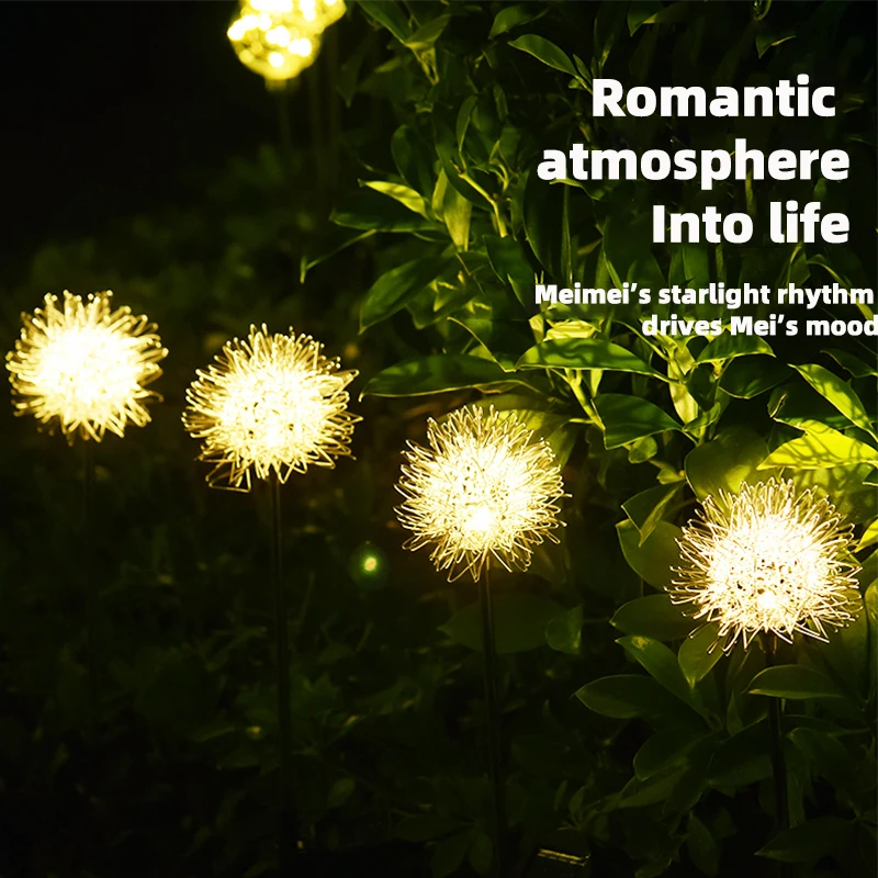 Solar Led Light Outdoor Waterproof Garden Jardin Power Dandelion Lights Fence Colorful Decoration Patio Yard Lamp | Лампы и освещение