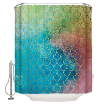 

Colorful Mermaid Fish Scales Pattern Shower Curtains Polyester Fabric Waterproof Bathroom Bath Curtain