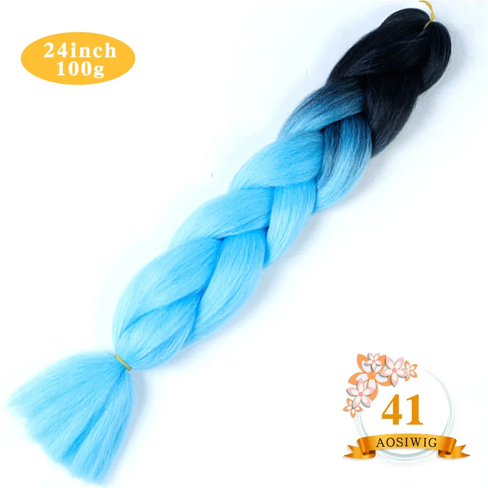 AOSIWIG 2" Ombre Jumbo синтетические плетеные волосы крючком 100 г/упак. афро оптом розовый синий фиолетовый синтетические волосы - Цвет: T1B/бордовый