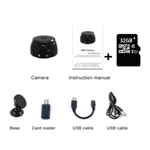 SOVAWIN wifi HD видеокамера CMOS датчик красный светильник ночное видение 5 М камера шпионский монитор Скрытая камера микро камера Поддержка 4-128 г - Цвет: black-set-32Gcard