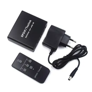 

Digital Optical Audio Switch SPDIF/TOSLINK Optical Audio 4x1 Switcher Splitter Extender with IR Remote Controller
