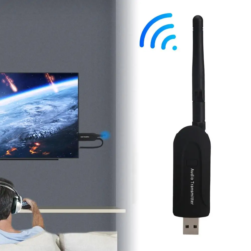 Bluetooth Transmitter 3 5mm USB Wireless Audio A2DP Stereo Adapter External Antenna for PC Laptop TV Headphones