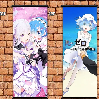 

Anime Poster Re:Zero kara Hajimeru Isekai Seikatsu RAM REM wall scroll 105x40cm Art Prints Home Room Decoration