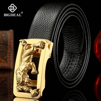 

mens belt genuine leather belts for men brand strap male tiger stainless steel automatic buckle fashion vintage male jeans belt