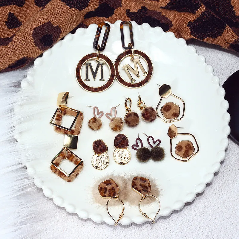 

Vintage Sexy Leopard Geometric Irregular Bow Knot Anti-allergy Dangle Drop Earrings Fall Winter Korean Fashion Jewelry-BYF