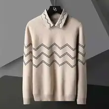 

High quality men's boutique sweater autumn and winter new Lapel sweater middle-aged and young business casual bottomed Shirt Top