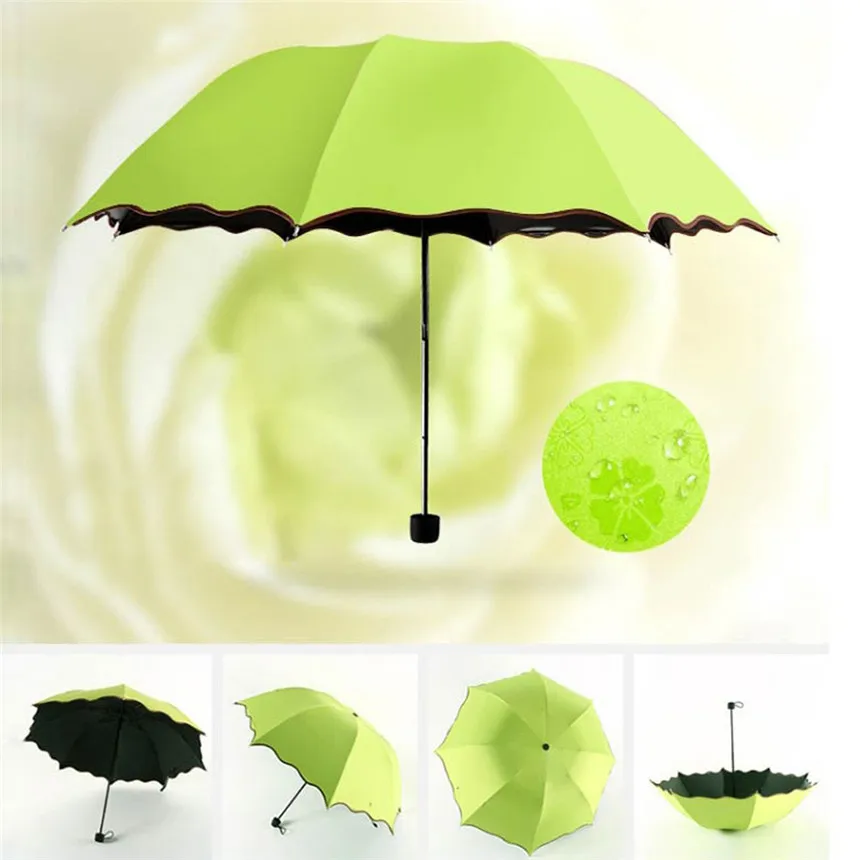 Женский Зонт от дождя, дорожный зонт, складной дождевик, ветрозащитный, защита от УФ, Защита от Солнца/дождя, женский подарок, анти-УФ, водонепроницаемый зонт - Color: Green