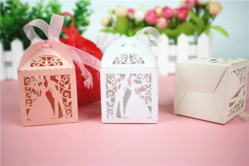 30–50pcs Laser Cut Wedding Candy Gift Boxes – Elegant Paper Packaging for Bride & G... - SKU WFB01603 - UGI Packaging
