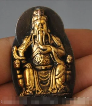 

S0855 tibet buddhism pure bronze Gold Amulet Pendant lucky guan gong guan yu statue