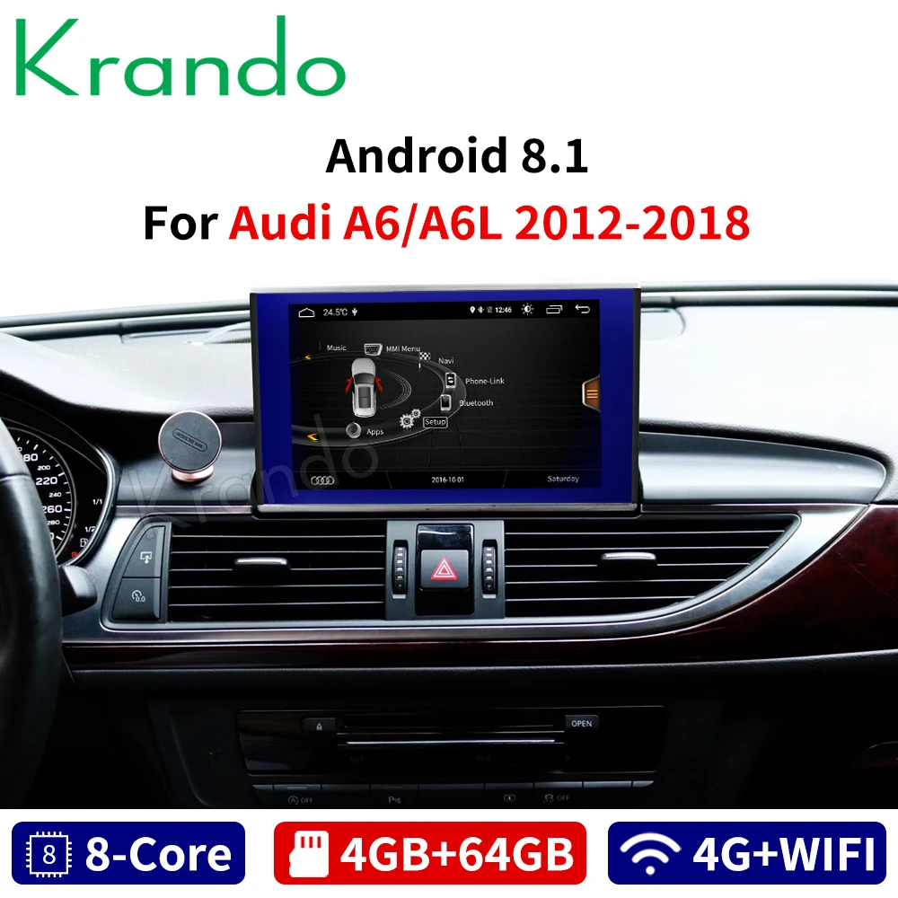 

Krando Android 8.1 8-Core 4+64G Car radio audio GPS Navigation multimedia player with 4G WIFi TB for Audi A6 A6L 2012-2017 2018