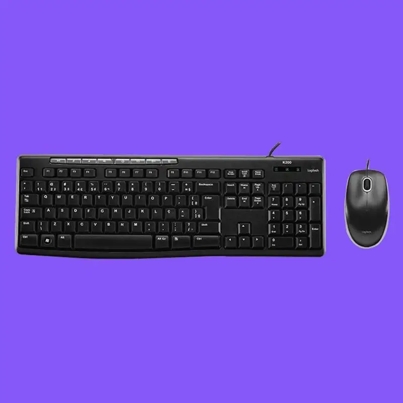 Logitech MK200 112 ключей USB Проводная клавиатура Водонепроницаемый двухсторонняя Ролик Многофункциональный 3 кнопки 1200 Точек на дюйм Мышь беспроводная мышь