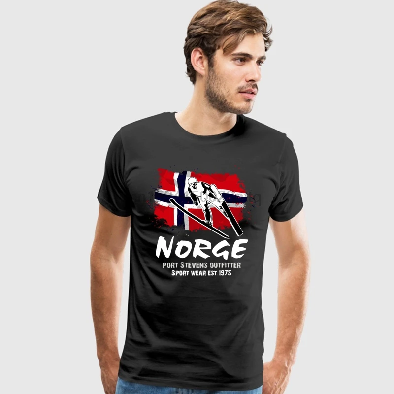 Newest 2019 Mens Fashion Anti-Wrinkle T Shirts Norway Flag Skiings Jumping Grey Tee Shirt Hip Cool Euro Size S-3xl |