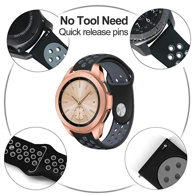 Ремешок для часов Samsung Gear S2 S3 Frontier Classic 22/20 мм huami amazfit gtr bip 42/46 huawei GT 2 galaxy active 40/44