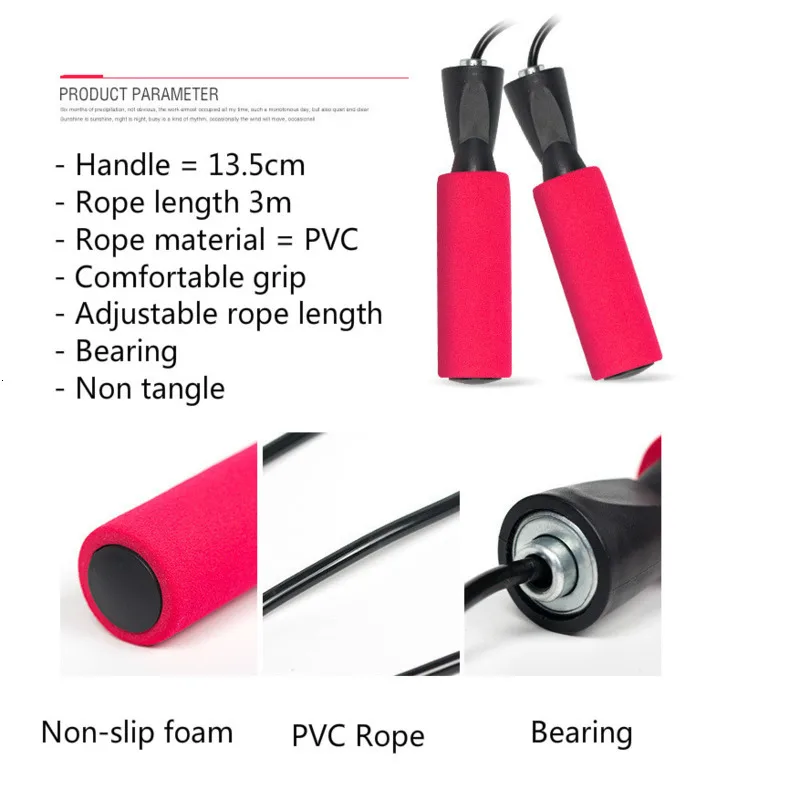 Bearing PVC Ropes Skipping Ropes 3M Non Tangle Jump Rope Speed Fitness Equipment Lose Weight