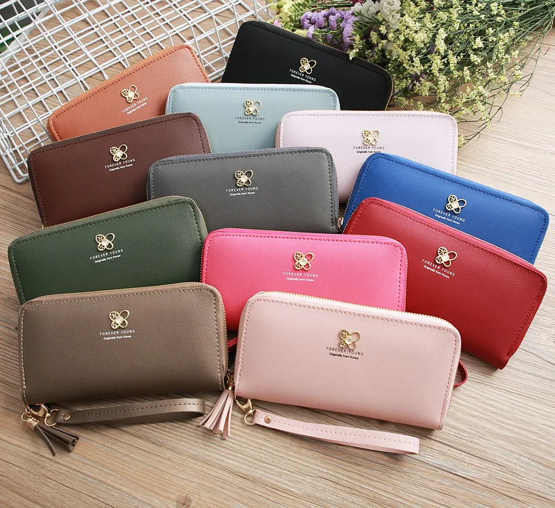 

New Style Europe And America Women's Wallet Mid-length-Style Four Leaf Flower Zipper Handbag Card Bit More Phone Coin Purse