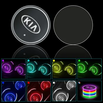 

Car Logo Electronic Luminous Coaster USB Charge Pad LED Mat for KIA K2 K3 K4 K5 K6 K7 KX5 Sorento 2019 Sportage R Rio Soul Goods