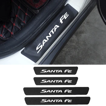 

4pcs PU Carbon fiber Car Door Sill Scuff Plate Guards Protector Stickers for Hyundai Santa Fe 2013 2014 2015 2016 2017 2018 DM