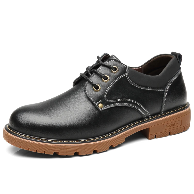 Vancat High Quality Men Casual Sheos New Genuine Leather Flat Shoes Men Oxford Fashion Lace Up Men's shoes Work Shoe