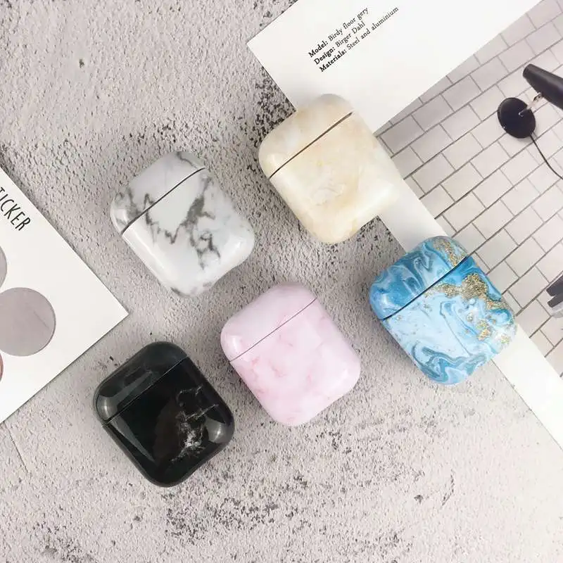 

Marble Case For Airpods Fashion Agate Stone Texture Hard Plastic Earphone Protective Case For Airpods 2 Charging Bag Accessories