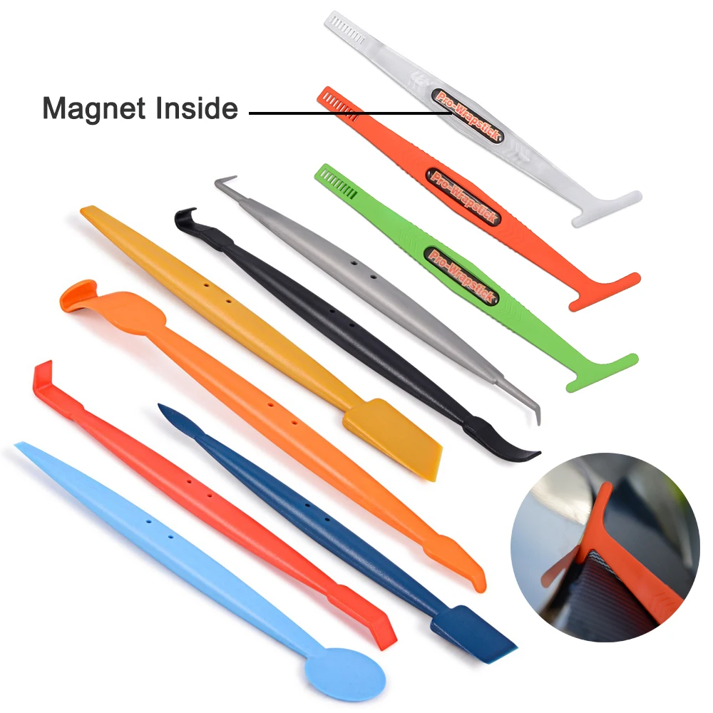 

EHDIS 10pcs Vinyl Carbon Fiber Wrapping Magnet Squeegee Car Foil Film Sticker Installation Soft Scraper Window Tinting Tools Kit