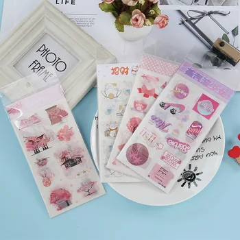 

6 Sheets Sakura Flower Japanese Diary Decor Stickers Cute Cat Vaporwave Adhesive Sticker Stationery Scrapbooking School Supplies