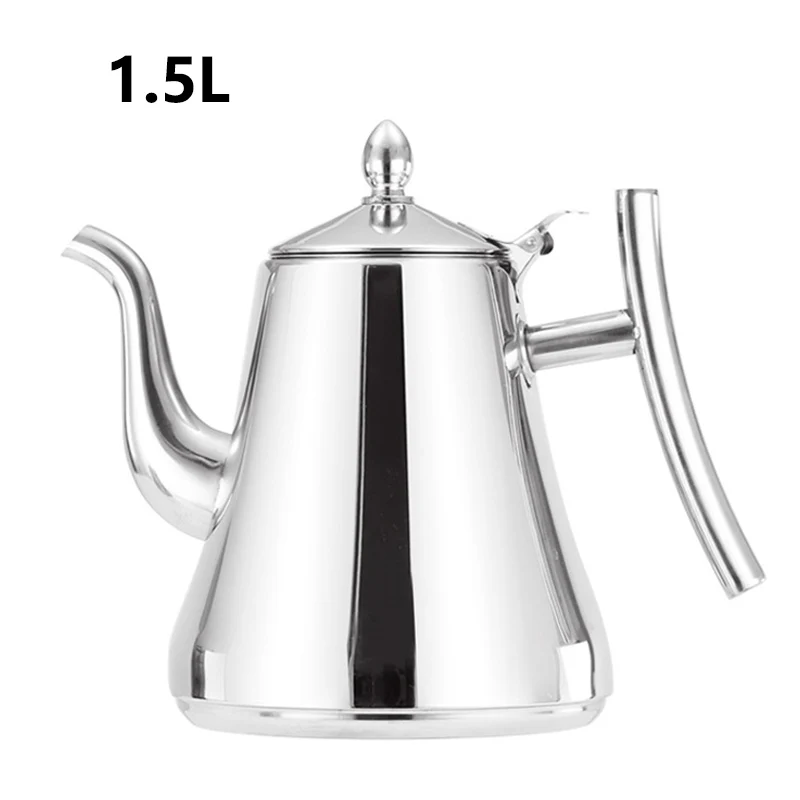 

1/1.5L Teapot Home Tea Pot Kitchen Restaurant Jug With Handle Funnel Kettle Steel Coffee Filter Infuser