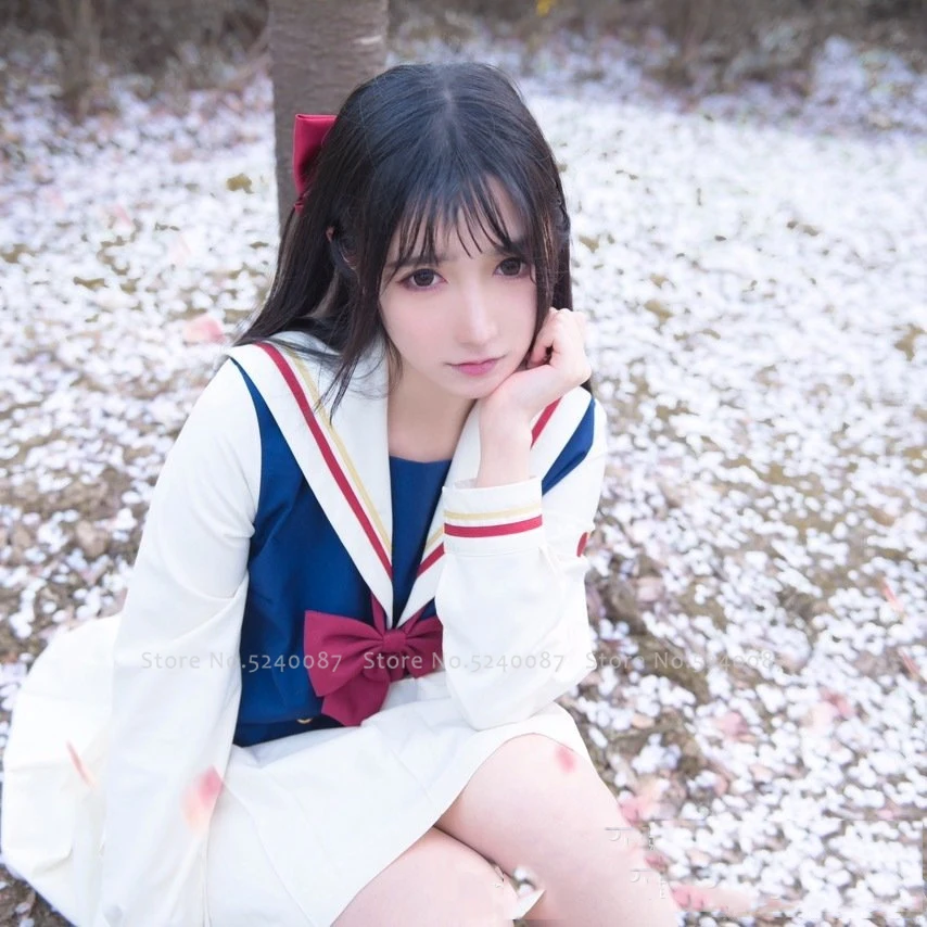 

Girls Navy Sailor JK Suit Japanese Anime School Uniform Women Tops Pleated Skirt Cardigan College Student Carnival Party Costume