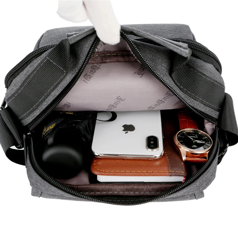  IVOTKOVA Men shoulder bag fashion multi function 2 main zipper pockets men's handbags business and 