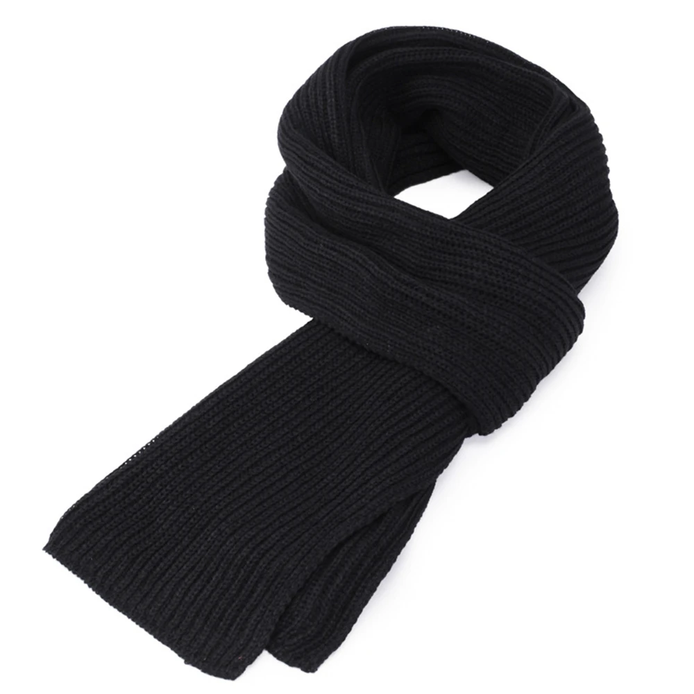 Высокое качество, мужская мода, зимний Корейский однотонный вязаный шарф, Мужские Простые Черные Серые теплые утолщенные шарфы