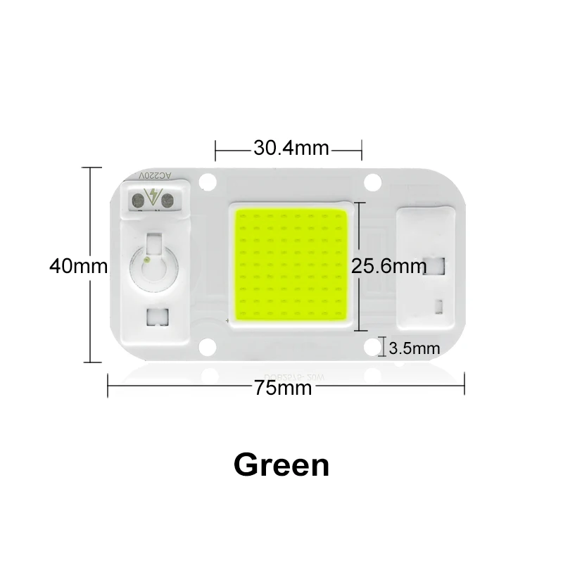 Светодиодный чип COB 20 Вт, 30 Вт, 50 Вт, 220 В, Smart IC, нет необходимости в водителе, энергосберегающая лампа COB, очень яркая, для DIY, светодиодный прожектор, прожектор - Испускаемый цвет: Зеленый