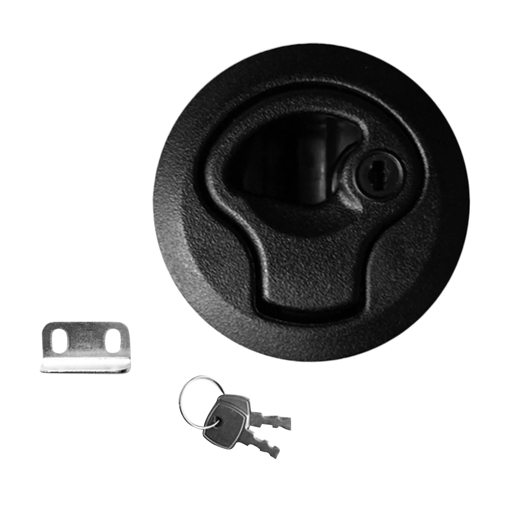 Round 2'' Flush Pull Slam Latch with Keys for Boat Deck Hatch 1/4'' Door - Locking Style