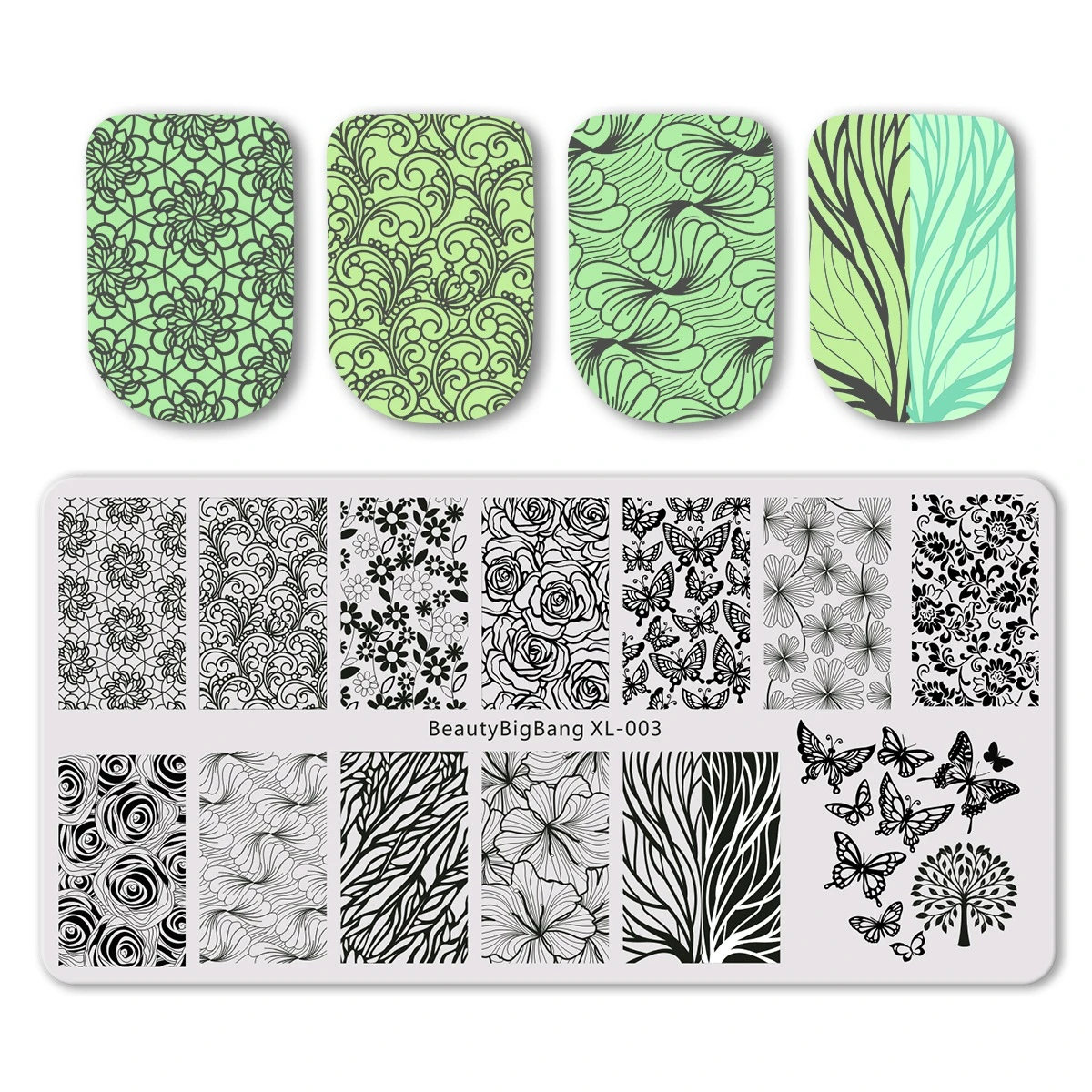

BeautyBigBang Nail Stamping Plate Butterfly Flower Animal Nail Templates Stainless Nail Stencils Stamp Template