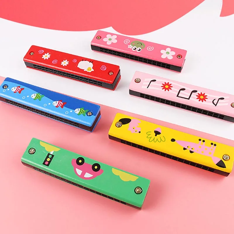 

1Pcs Baby Harmonica 16 Holes Wooden Harmonica Creative Musical Instruments Double-Row Children Harmonica Early Education Toys