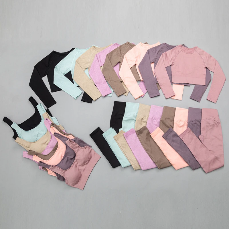 

High Waist Sports Legging Gym Women's sportswear Seamless Fitness Women Yoga Suit High Stretchy Workout Set Padded Sports Bra