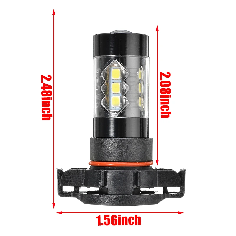 Multipurpose 2PCS 2504 PSX24W Fog Light Daytime Running Light Bulb White 80W LED For Brake Tail Rear Side Marker Lamp