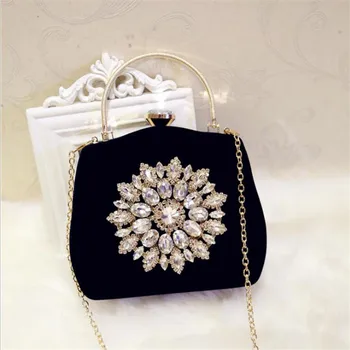 

2019 new diamond sun flowers evening bags luxury wedding clutch bags for girls party dinner bags with chain