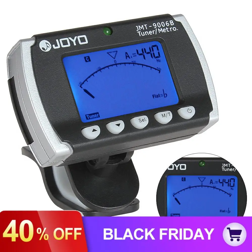 JOYO JMT-9006B мини клип-на цифровой тюнер и метроном Подсветка ЖК-дисплей для хроматической гитары скрипки бас Запчасти Аксессуары