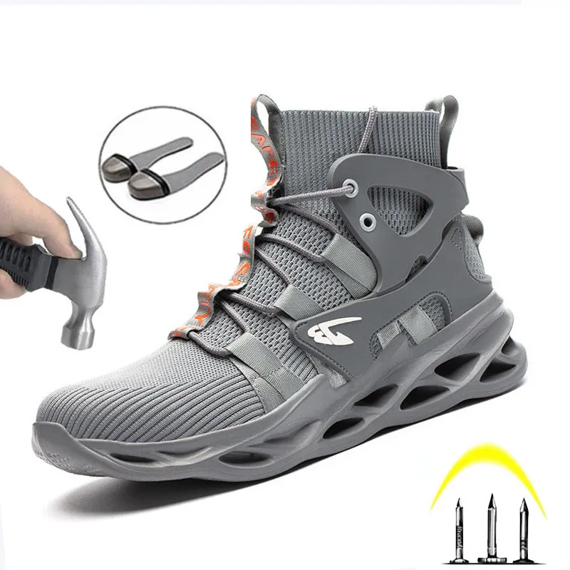 Anti-Smashing And Anti-Piercing Steel Toe Cap Work Safety Shoes Men's Protective Structure High-Top Breathable Sports Boots | Обувь