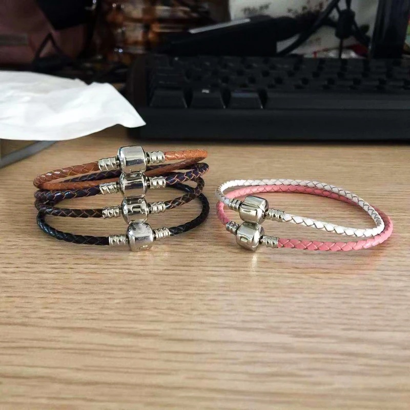 Bracelet Jewelry 12 Colors 16-20cm Leather Charm Bracelet For Women Fit Original Charm Beads DIY Brand Design Bracelet
