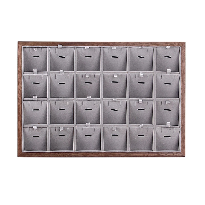 

Jewelry Tear Wood Jewelry Ring Earring Insert Display Cufflinks Organizer Box Flat Stackable Tray Holder Storage Showcase 24 Gri
