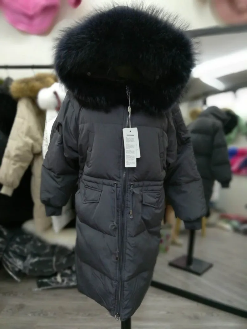 Женский пуховик Dongdaemun в Корейском стиле средней длины с большим меховым воротником и завязками на талии, большой размер