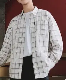 

Free Shipping Casual LS116 shirt men 2019 fall new menswear teen student loose plaid shirt